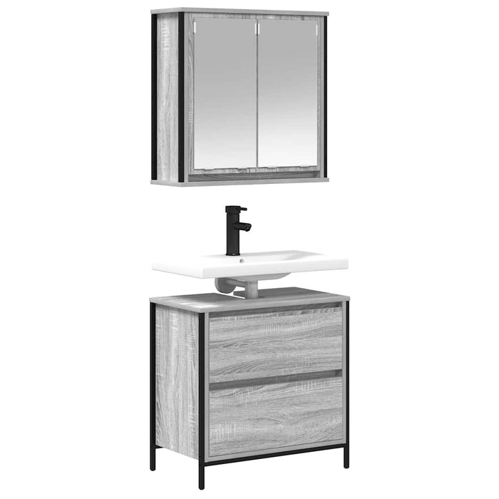 Set mobilier de baie, 2 piese, gri sonoma, lemn prelucrat WALTI