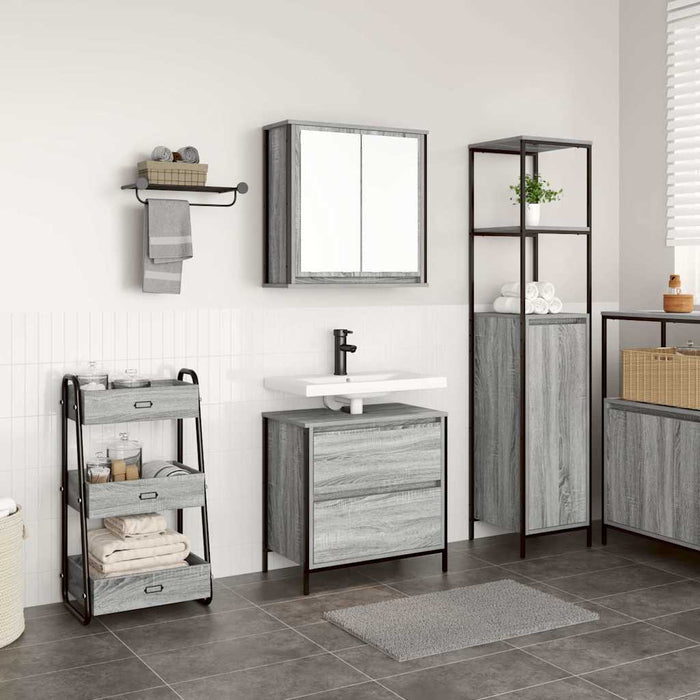 Set mobilier de baie, 2 piese, gri sonoma, lemn prelucrat WALTI