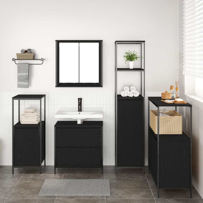 Set de mobilier pentru baie 5 pcs Negru 76.5 x 35 x 95 cm - WALTI WALTI