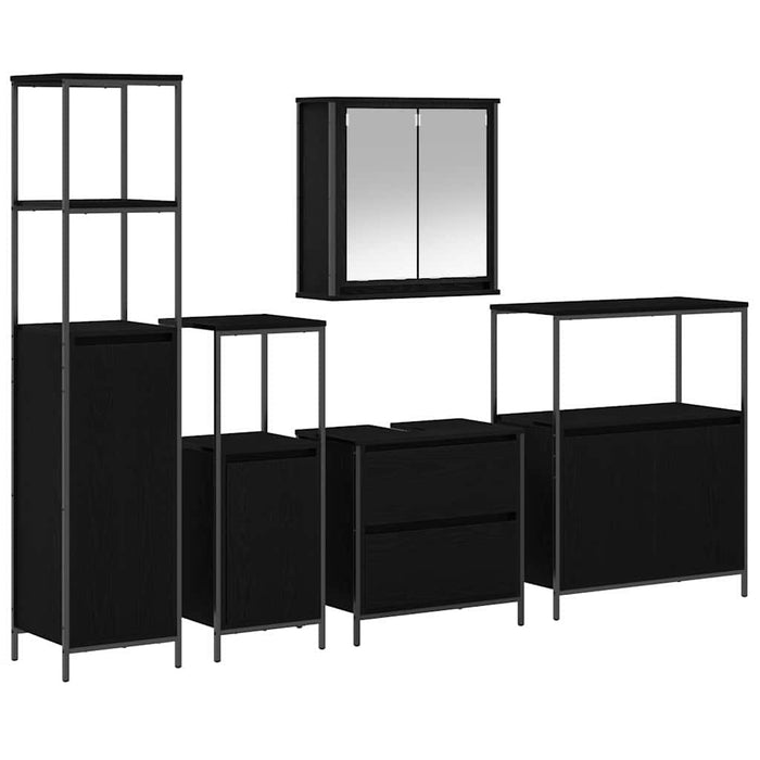 Set de mobilier pentru baie 5 pcs Negru 76.5 x 35 x 95 cm - WALTI WALTI