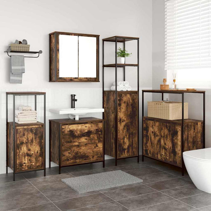 Set de mobilier pentru baie cu ușă 5 pcs Maro 76.5 x 35 x 95 cm - WALTI WALTI