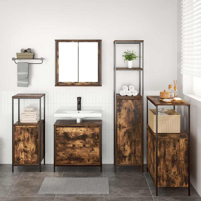 Set de mobilier pentru baie cu ușă 5 pcs Maro 76.5 x 35 x 95 cm - WALTI WALTI