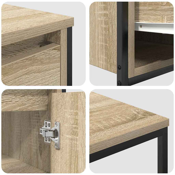 Set de mobilier pentru baie cu ușă 2 pcs Stejar Sonoma și Negru - WALTI WALTI