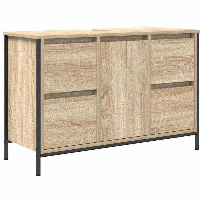 Set de mobilier pentru baie cu ușă 2 pcs Stejar Sonoma și Negru - WALTI WALTI