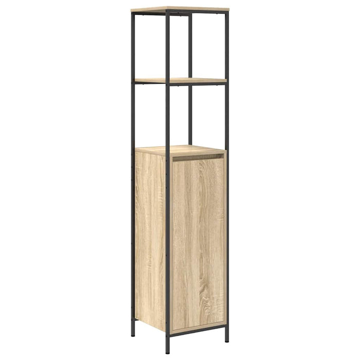 Set de mobilier pentru baie cu ușă 2 pcs Stejar Sonoma și Negru - WALTI WALTI