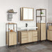 Set de mobilier pentru baie cu ușă 3 pcs Stejar Sonoma și Negru - WALTI WALTI