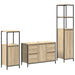 Set de mobilier pentru baie cu ușă 3 pcs Stejar Sonoma și Negru - WALTI WALTI