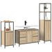 Set de mobilier pentru baie cu ușă 3 pcs Stejar Sonoma și Negru - WALTI WALTI