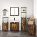 Set de mobilier pentru baie cu ușă 5 pcs Stejar afumat și Negru - WALTI WALTI