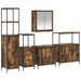 Set de mobilier pentru baie cu ușă 5 pcs Stejar afumat și Negru - WALTI WALTI