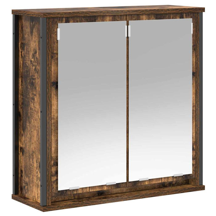 Set de mobilier pentru baie cu ușă 5 pcs Stejar afumat și Negru - WALTI WALTI