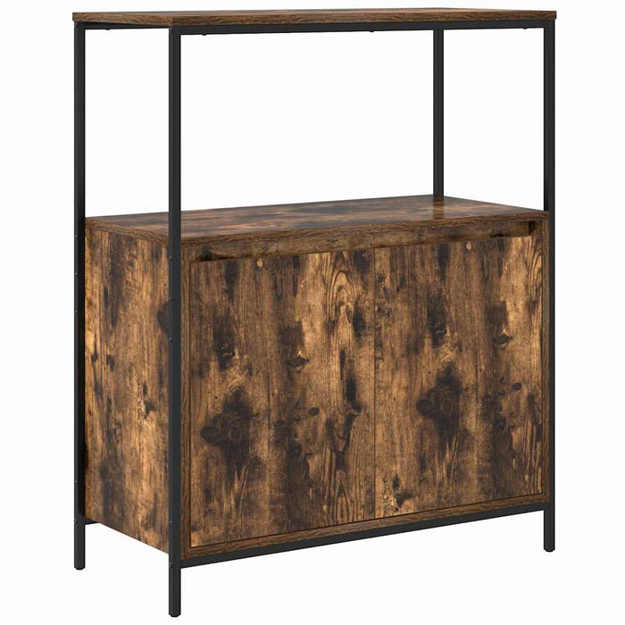 Set de mobilier pentru baie cu ușă 5 pcs Stejar afumat și Negru - WALTI WALTI