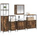 Set de mobilier pentru baie cu ușă 5 pcs Stejar afumat și Negru - WALTI WALTI