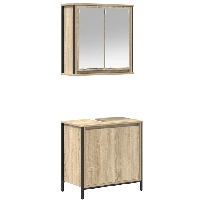 Set mobilier de baie, 2 piese, stejar sonoma, lemn prelucrat WALTI