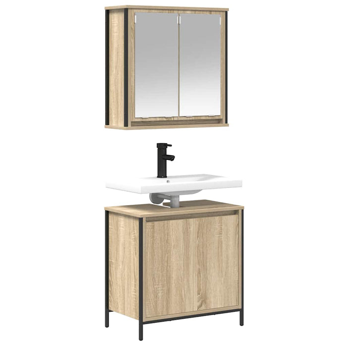 Set mobilier de baie, 2 piese, stejar sonoma, lemn prelucrat WALTI