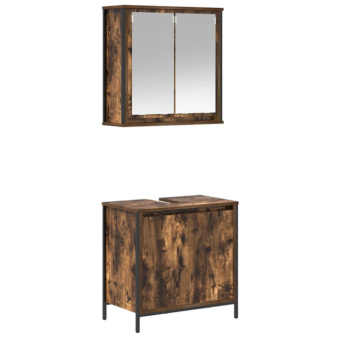 Set mobilier de baie, 2 piese, stejar fumuriu, lemn prelucrat - WALTI WALTI