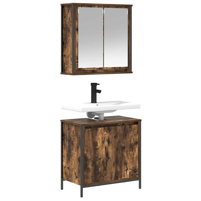 Set mobilier de baie, 2 piese, stejar fumuriu, lemn prelucrat - WALTI WALTI