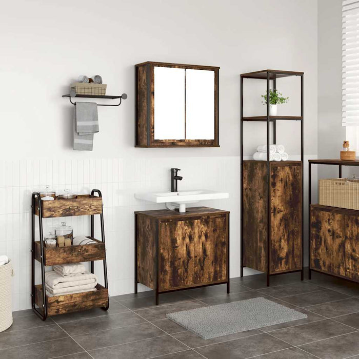 Set mobilier de baie, 2 piese, stejar fumuriu, lemn prelucrat - WALTI WALTI