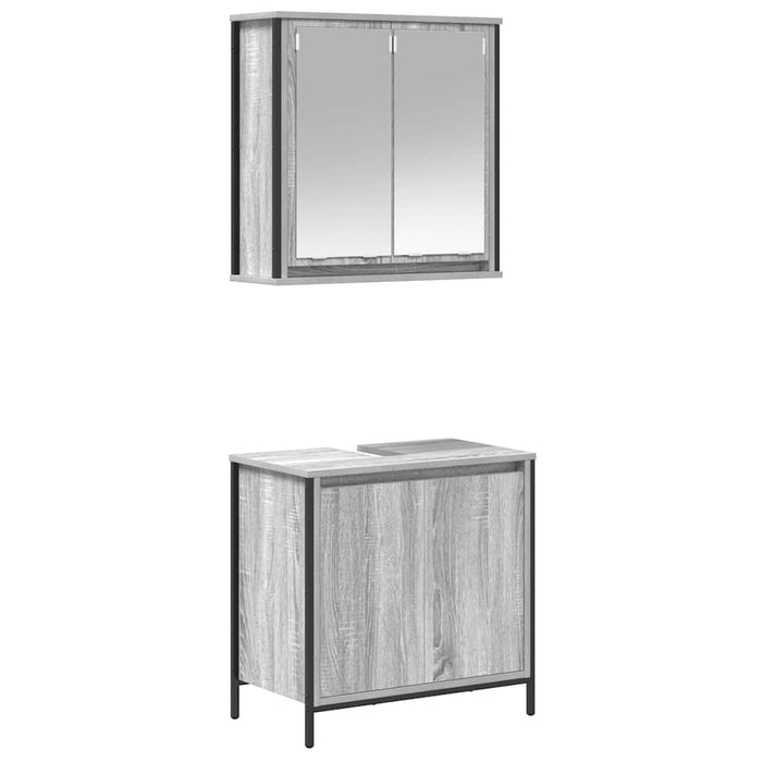Set mobilier de baie, 2 piese, gri sonoma, lemn prelucrat - WALTI WALTI