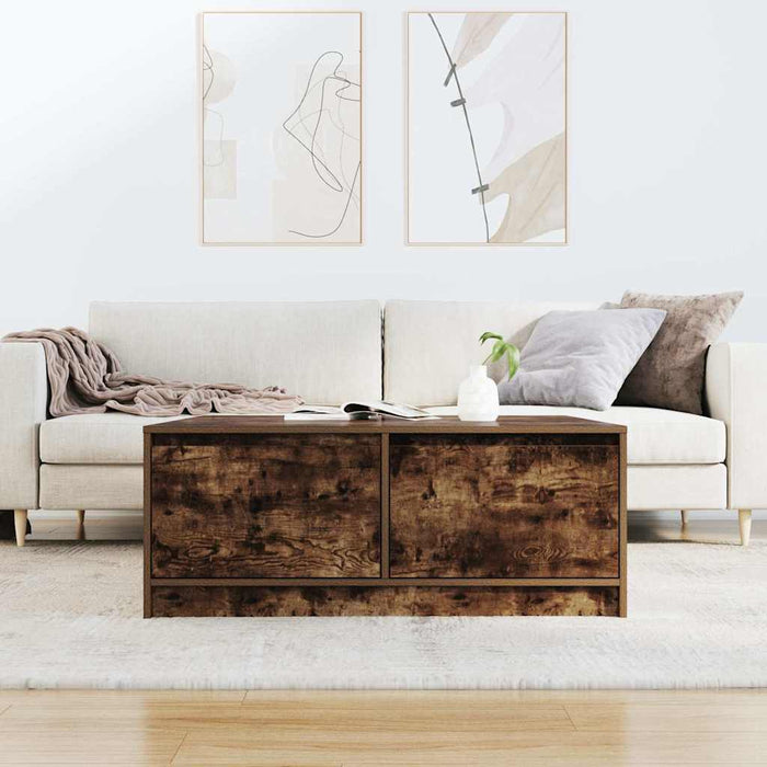 Masuta de cafea cu sertare Stejar afumat 100x100x40 cm - WALTI WALTI