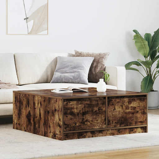 Masuta de cafea cu sertare Stejar afumat 100x100x40 cm - WALTI WALTI