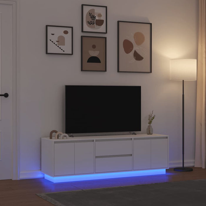 Dulap TV cu lumini LED alb 160,5x41x50 cm - WALTI WALTI