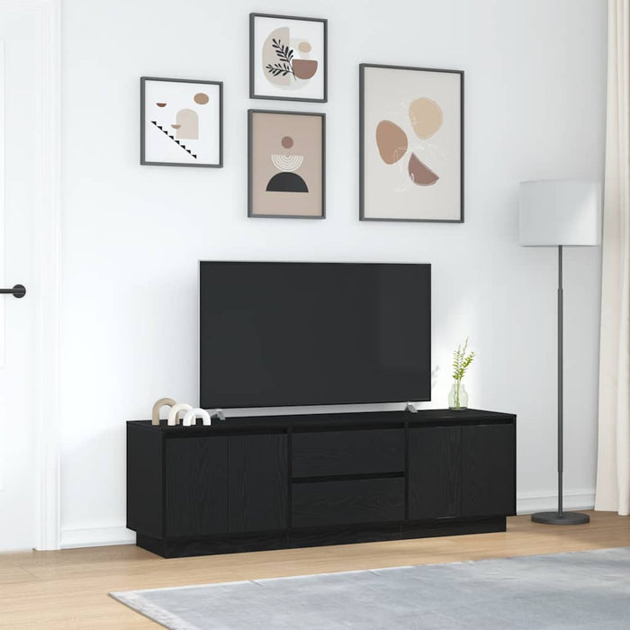 Dulap TV cu lumini LED Stejar negru 160,5x41x50 cm - WALTI WALTI