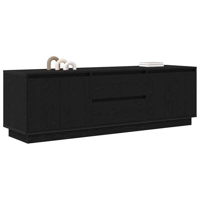 Dulap TV cu lumini LED Stejar negru 160,5x41x50 cm - WALTI WALTI