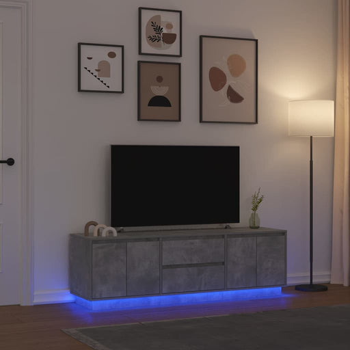 Dulap TV cu lumini LED Gri beton 160,5x41x50 cm - WALTI WALTI