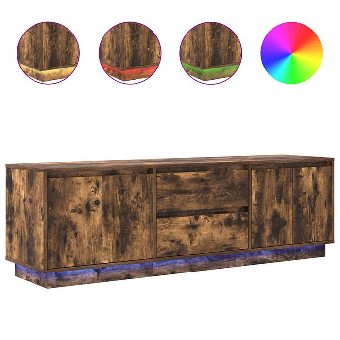 Dulap TV cu lumini LED Stejar afumat 160,5x41x50 cm - WALTI WALTI