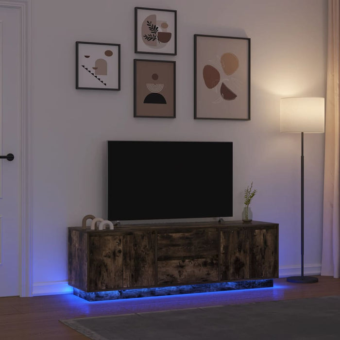 Dulap TV cu lumini LED Stejar afumat 160,5x41x50 cm - WALTI WALTI