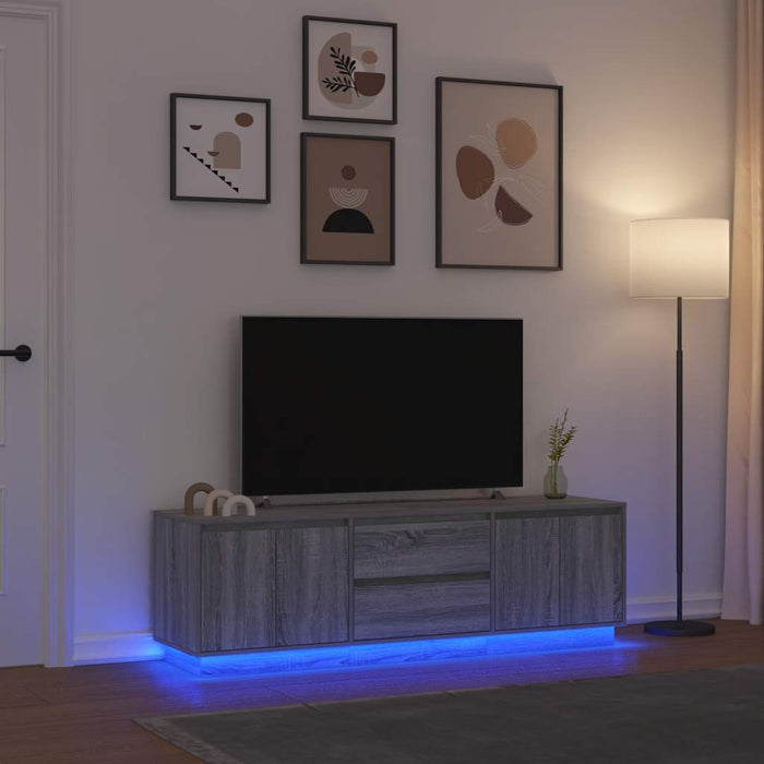 Dulap TV cu lumini LED Gri Sonoma 160,5x41x50 cm - WALTI WALTI