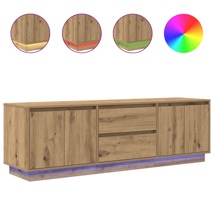 Dulap TV cu lumini LED Artisan Stejar 160,5x41x50 cm - WALTI WALTI