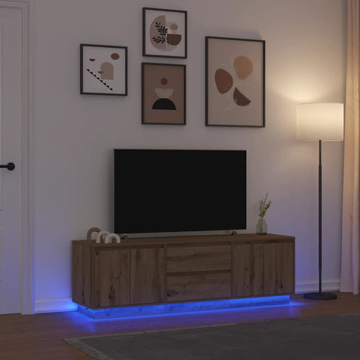 Dulap TV cu lumini LED Artisan Stejar 160,5x41x50 cm - WALTI WALTI