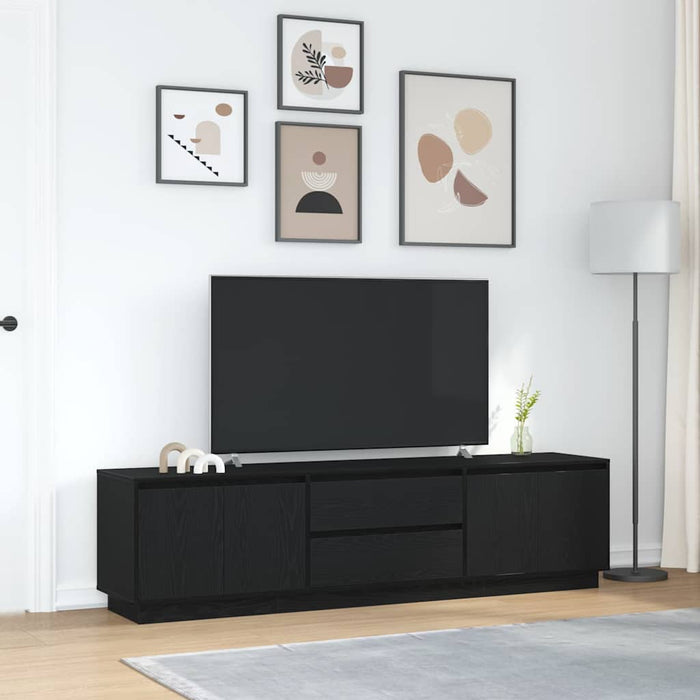 Dulap TV cu lumini LED Stejar negru 193,5x41x50 cm - WALTI WALTI