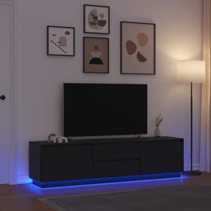 Dulap TV cu lumini LED Stejar negru 193,5x41x50 cm - WALTI WALTI