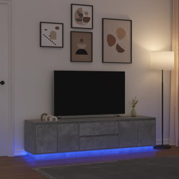 Dulap TV cu lumini LED Gri beton 193,5x41x50 cm - WALTI WALTI