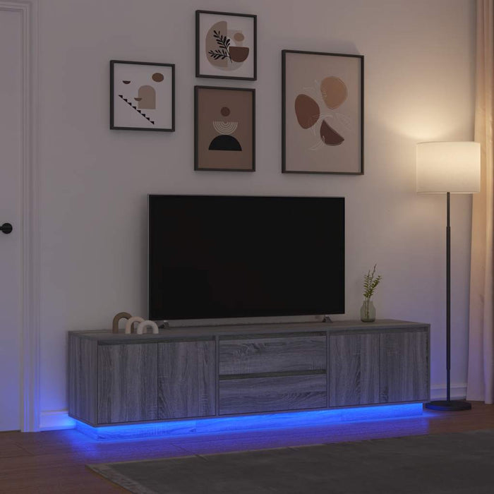 Dulap TV cu lumini LED Gri Sonoma 193,5x41x50 cm WALTI