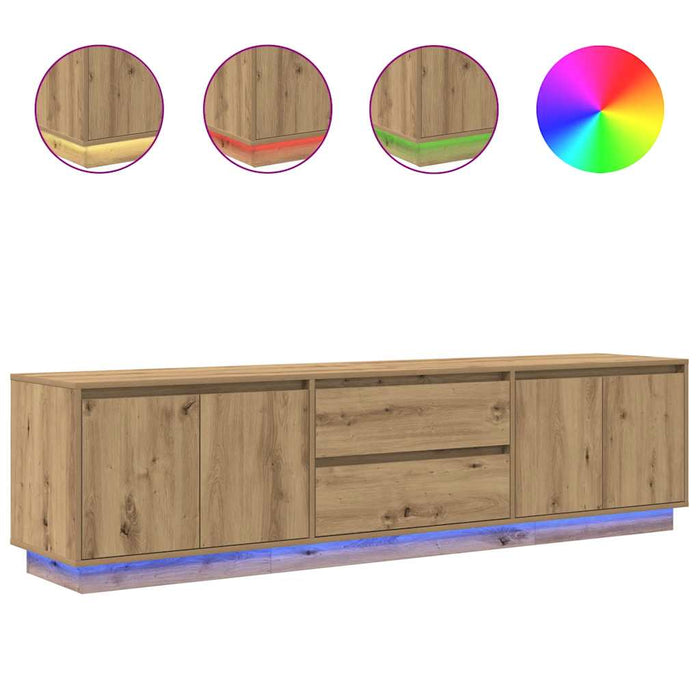 Dulap TV cu lumini LED Artisan Stejar 193,5x41x50 cm - WALTI WALTI