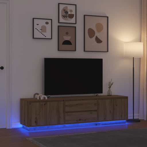 Dulap TV cu lumini LED Artisan Stejar 193,5x41x50 cm - WALTI WALTI
