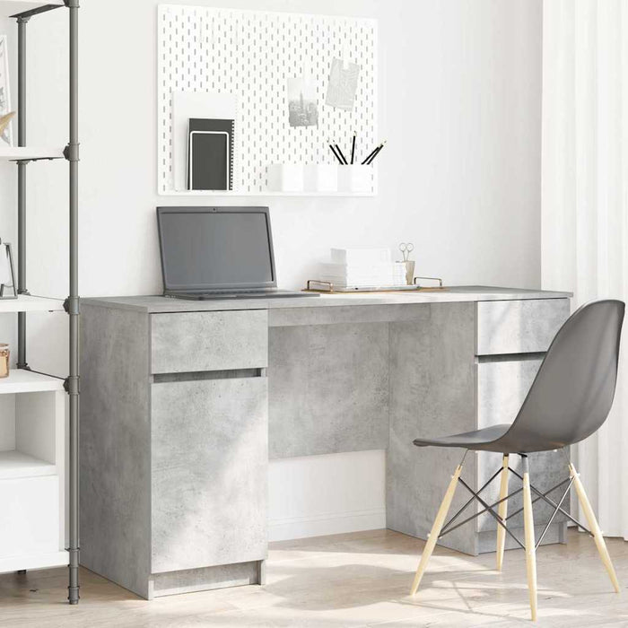 Birou cu sertar cu ușă Gri beton 140 x 49 x 76 cm Lemn compozit - WALTI WALTI