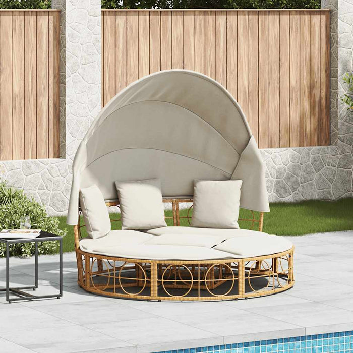 Pat Lounge în aer liber cu baldachin și perne Poly Rattan - WALTI WALTI