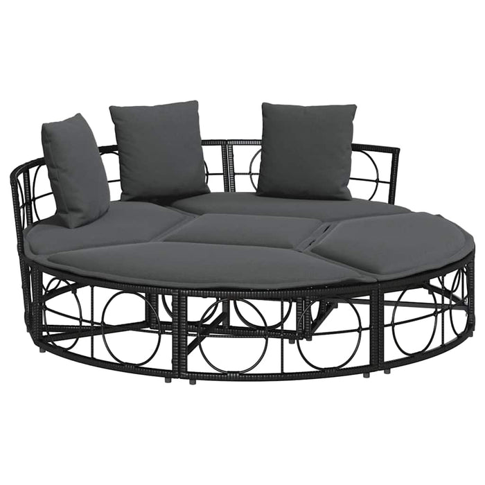 Pat de lounge pentru exterior fără baldachin Poly Rattan negru - WALTI WALTI