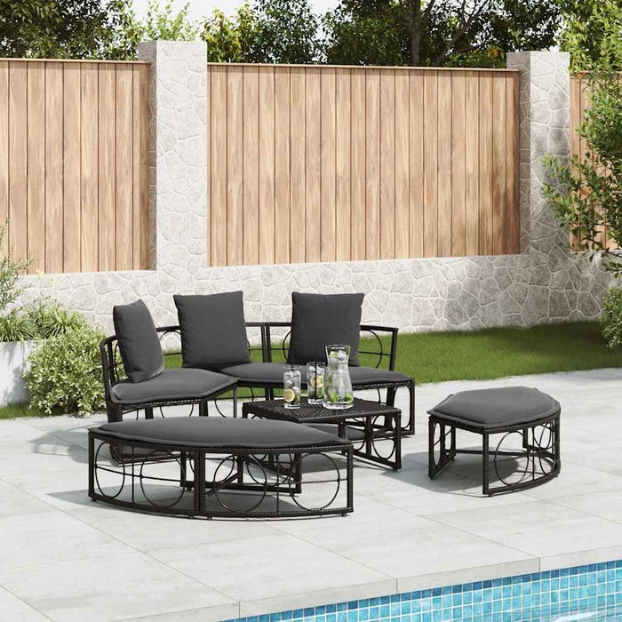 Pat de lounge pentru exterior fără baldachin Poly Rattan negru - WALTI WALTI