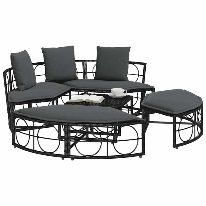 Pat de lounge pentru exterior fără baldachin Poly Rattan negru - WALTI WALTI