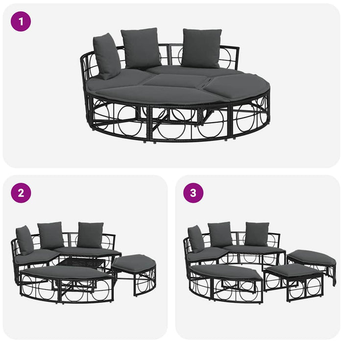 Pat de lounge pentru exterior fără baldachin Poly Rattan negru - WALTI WALTI