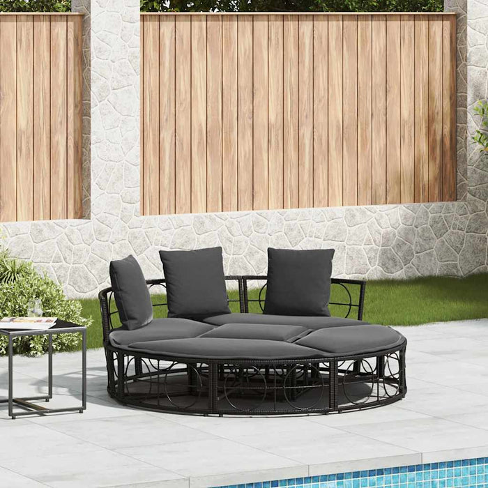 Pat de lounge pentru exterior fără baldachin Poly Rattan negru - WALTI WALTI