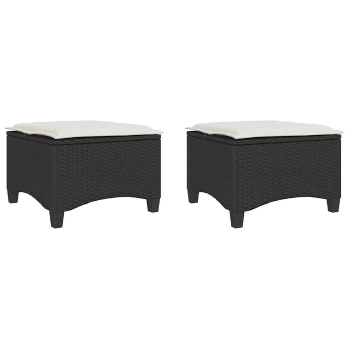Scaune de grădină cu perne 2 buc Negru 55x55x36 cm Poly Ratan - WALTI WALTI