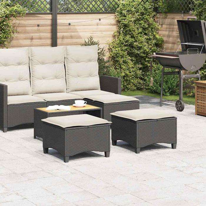 Scaune de grădină cu perne 2 buc Negru 55x55x36 cm Poly Ratan - WALTI WALTI