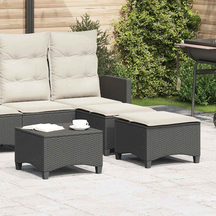 Scaune de grădină cu perne 2 buc Negru 55x55x36 cm Poly Ratan - WALTI WALTI